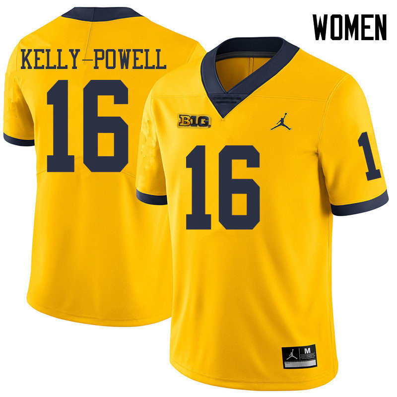 Jordan Brand Women #16 Jaylen Kelly-Powell Michigan Wolverines College Football Jerseys Sale-Yellow